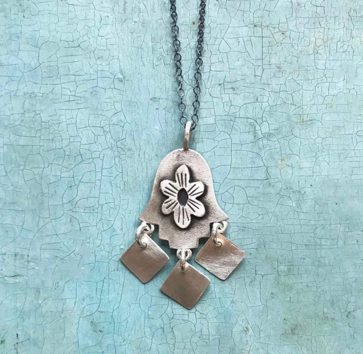 Folklorica Sterling Silver Hamsa Necklace