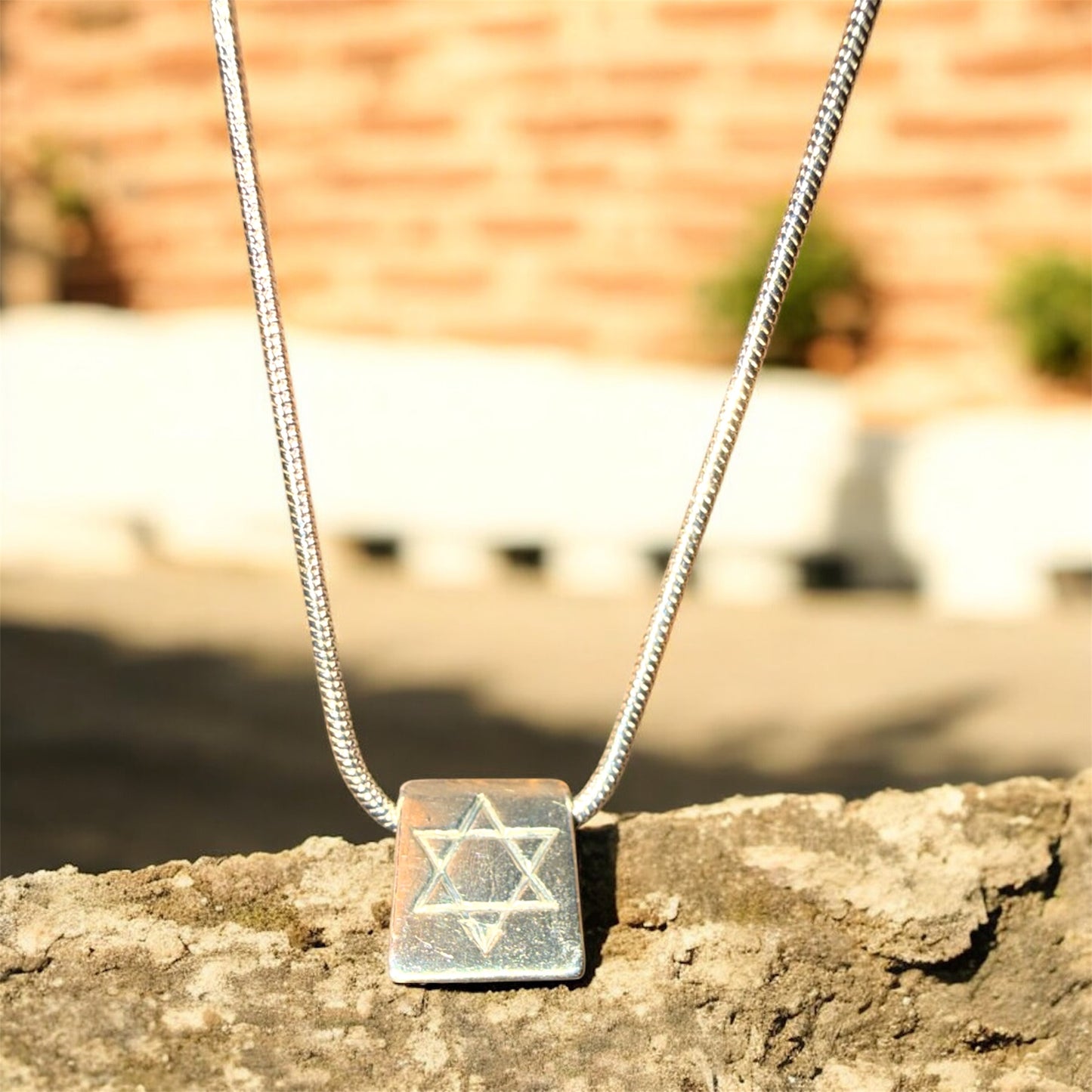 Vintage Sterling Silver Star of David Chai & Heart bead charm necklace
