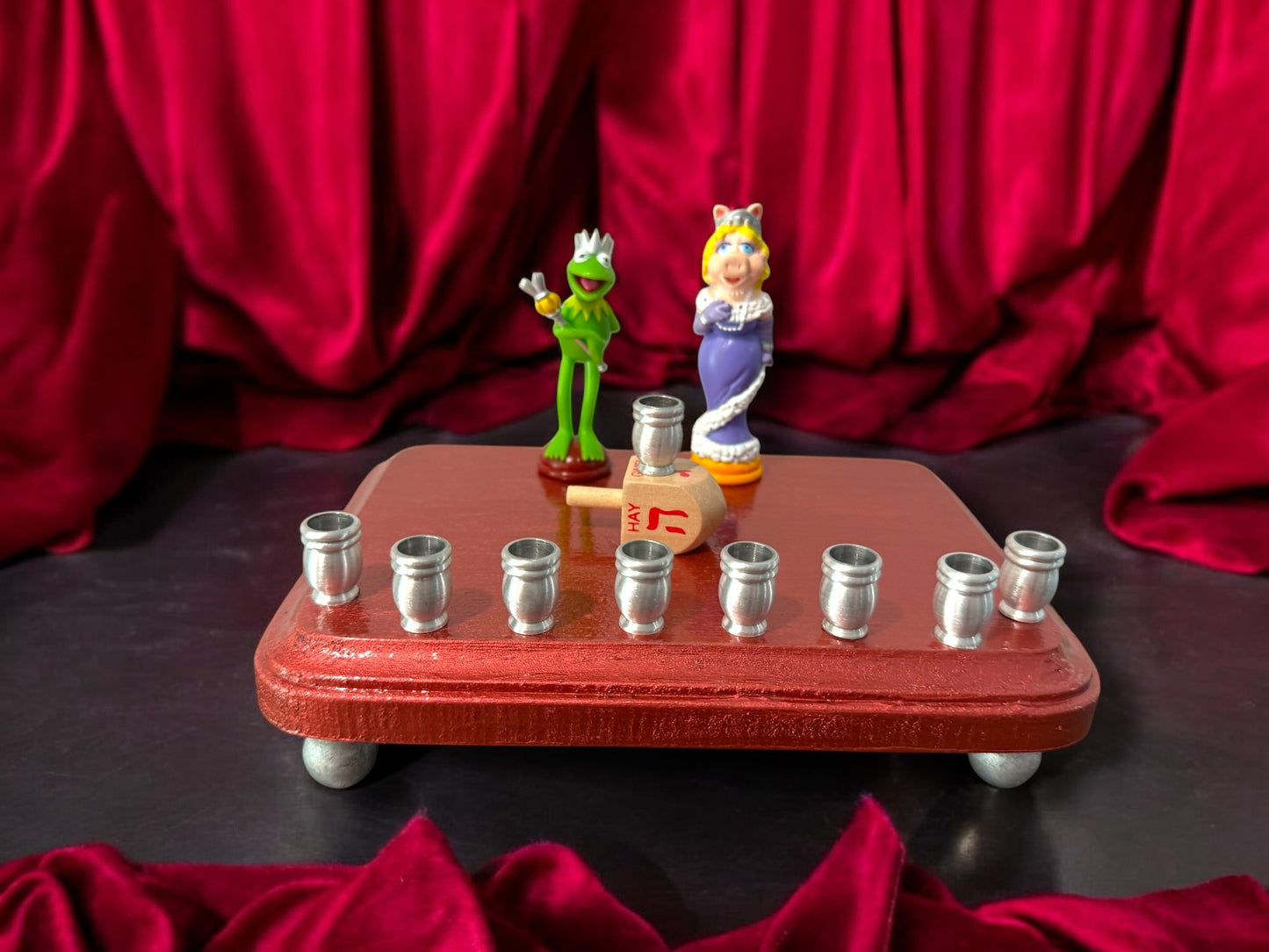 Collectors Kermit and Miss Piggy Muppets Hanukkah Menorah
