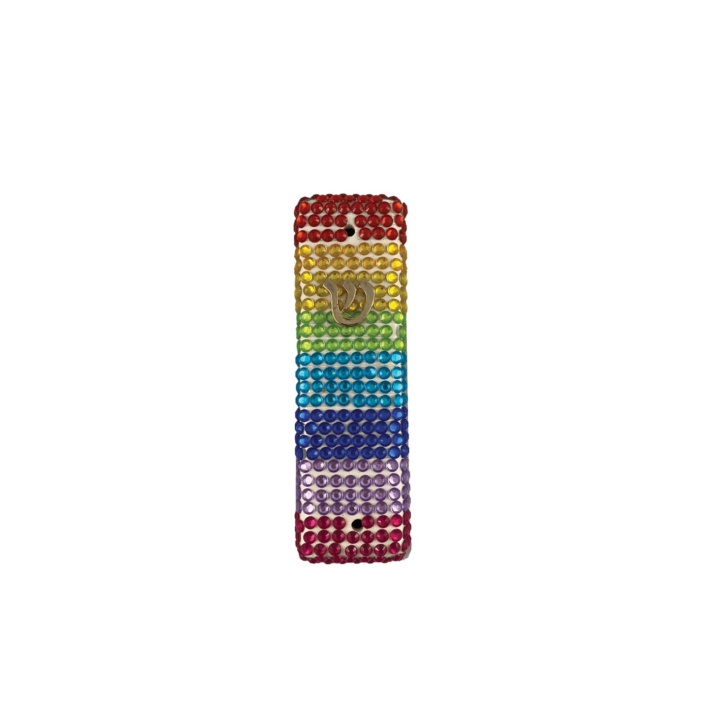 Rainbow Rhinestone Mezuzah Case