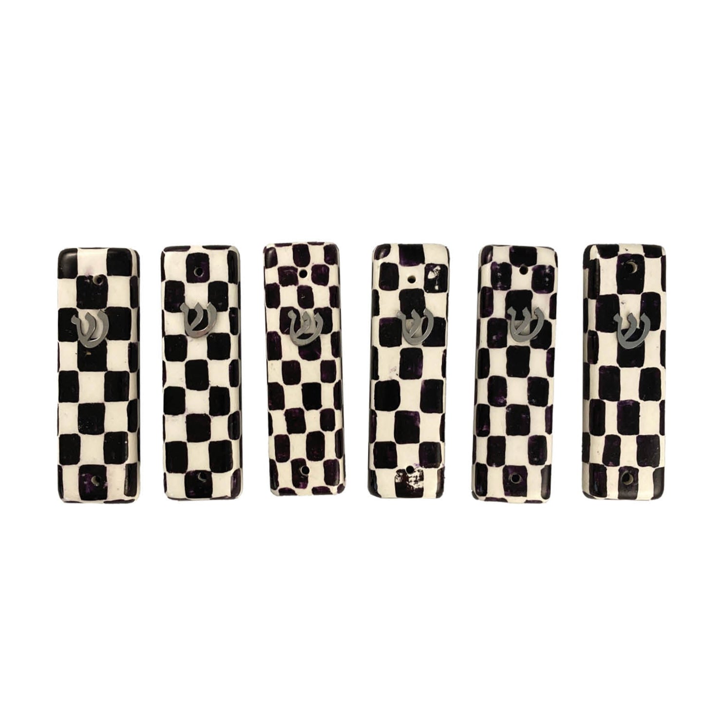 Plain Checkerboard Ceramic Mezuzah Case