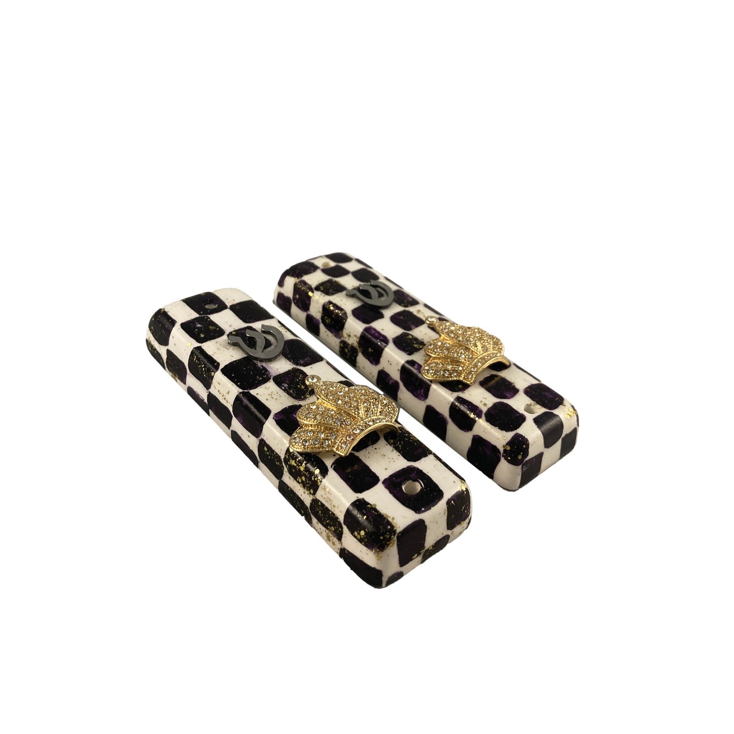 Checkerboard Ceramic Mezuzah Case With Accent