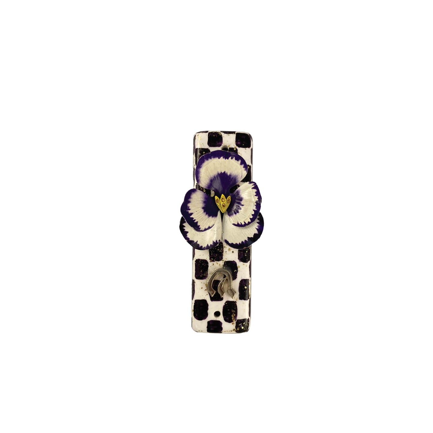 Checkerboard Ceramic Mezuzah Case With Accent