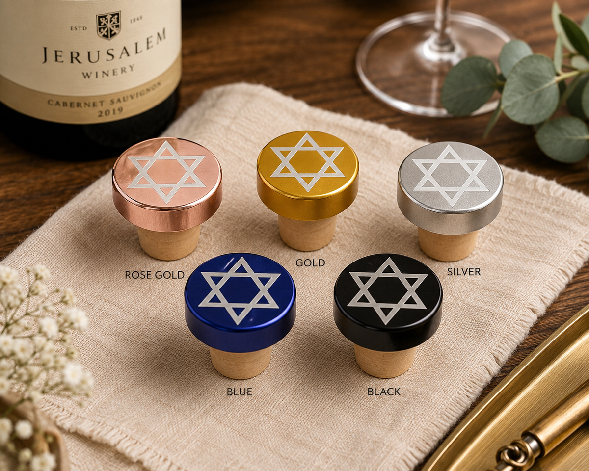 Metallic Star of David Wine Bottle Stopper