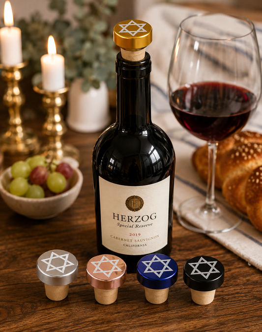 Metallic Star of David Wine Bottle Stopper