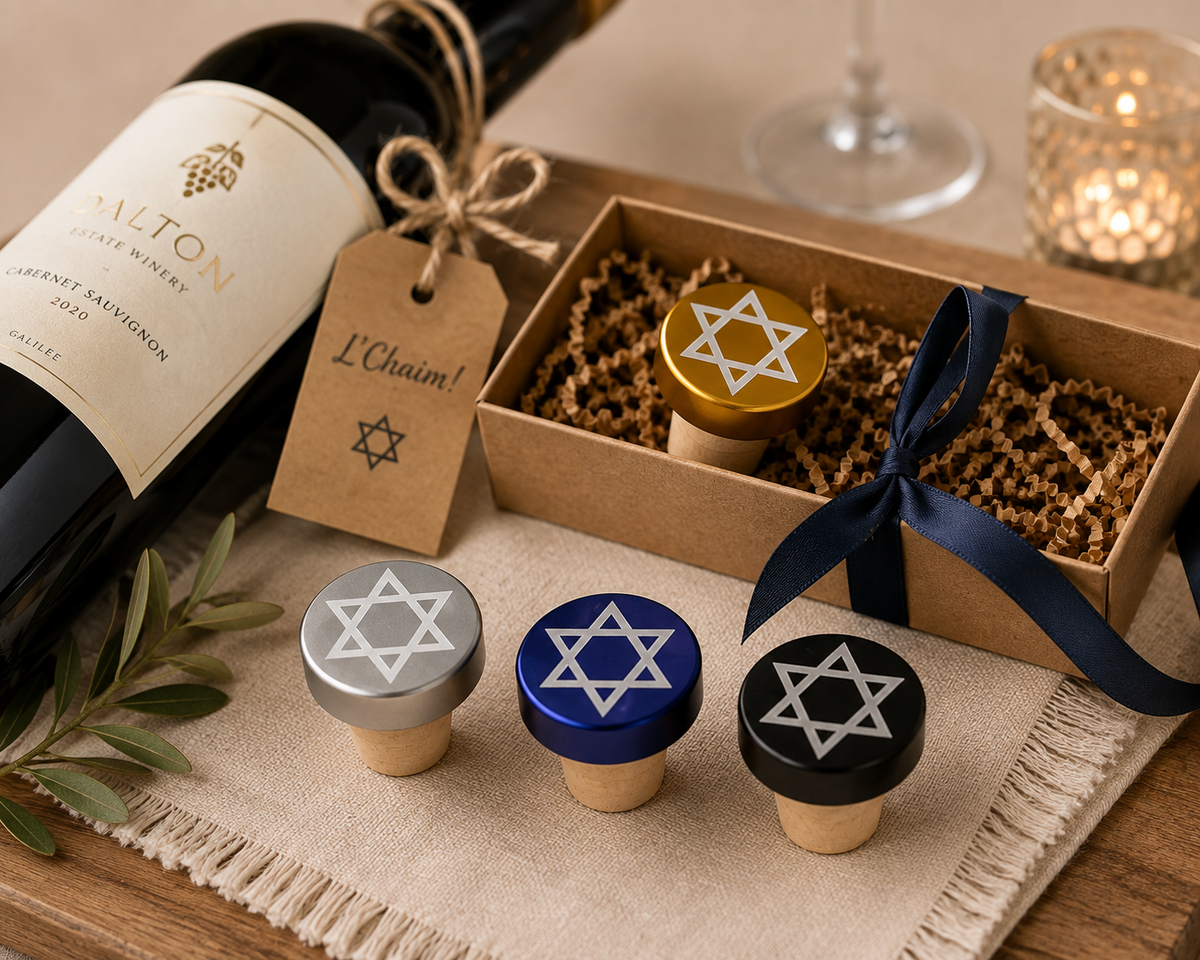 Metallic Star of David Wine Bottle Stopper