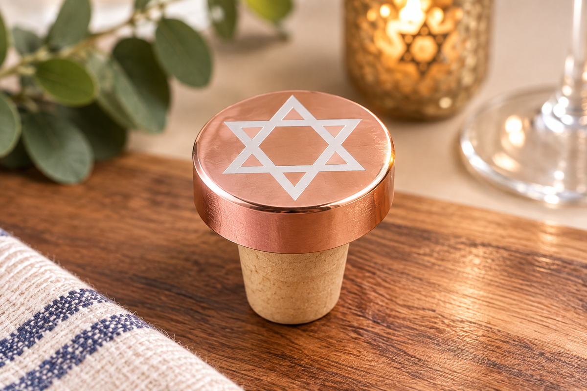 Metallic Star of David Wine Bottle Stopper