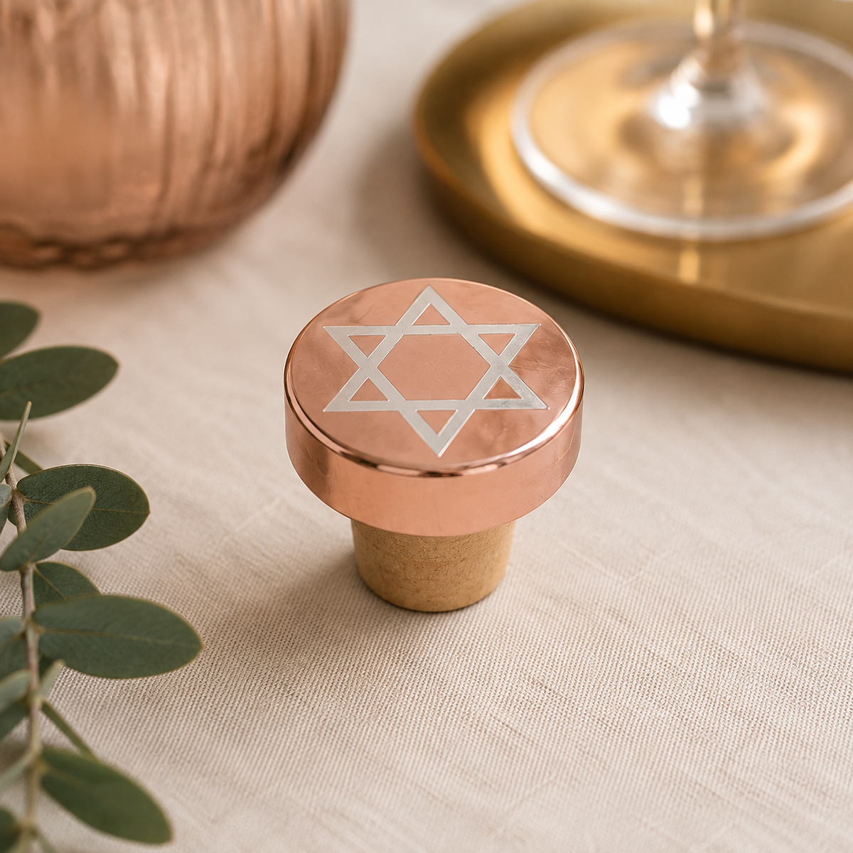 Metallic Star of David Wine Bottle Stopper