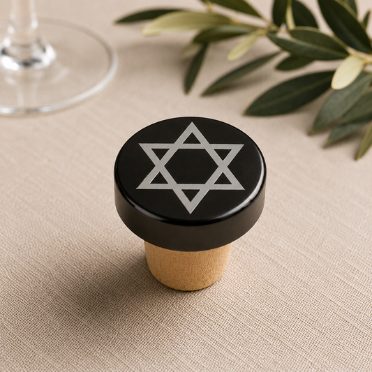 Metallic Star of David Wine Bottle Stopper