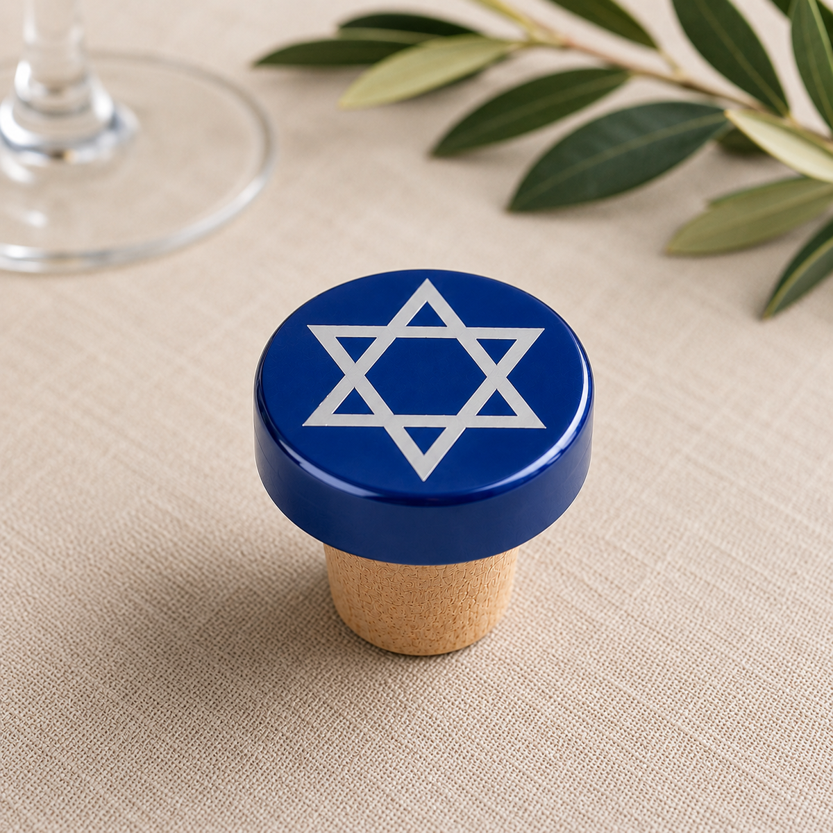 Metallic Star of David Wine Bottle Stopper