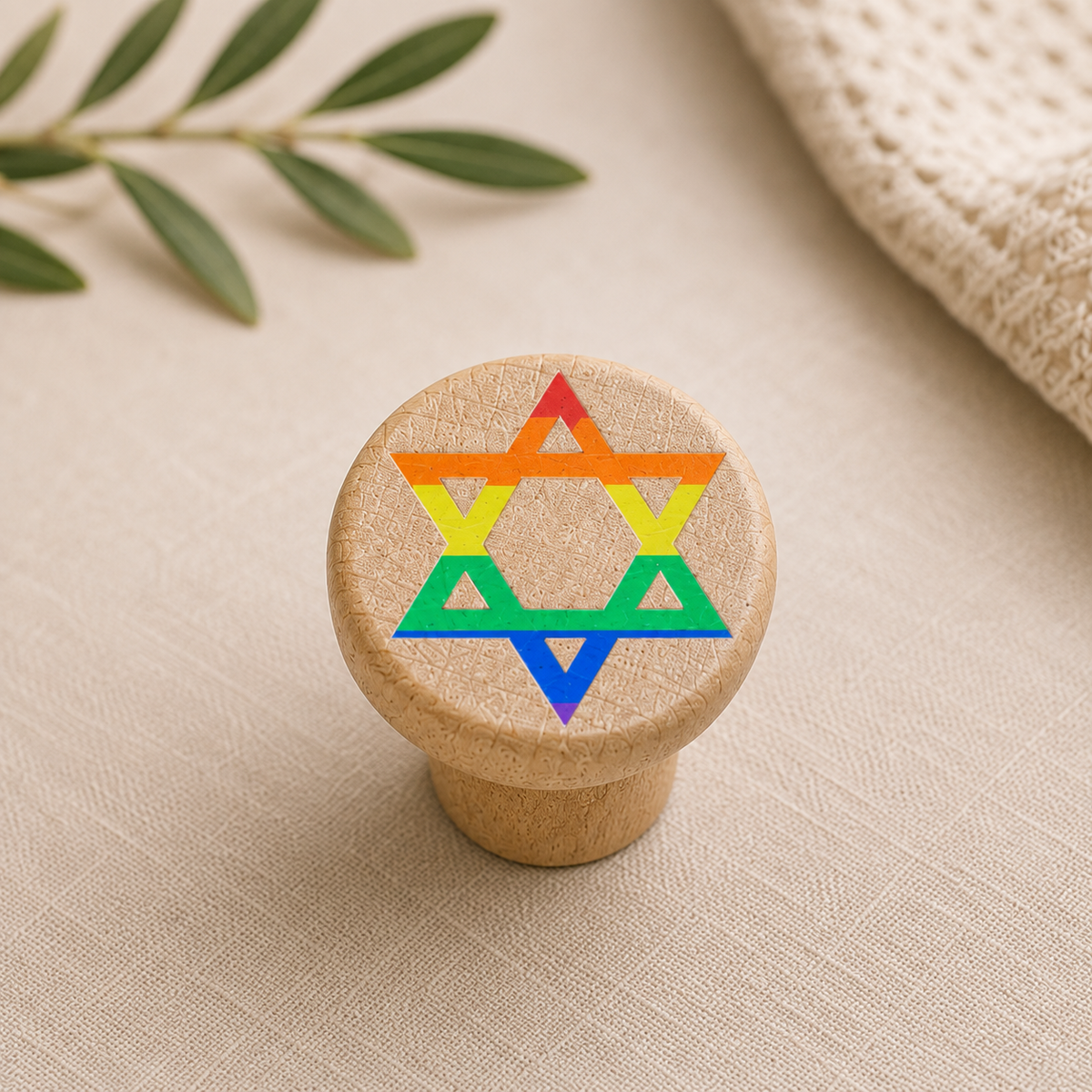Natural Wood Jewish Wine Bottle Stopper
