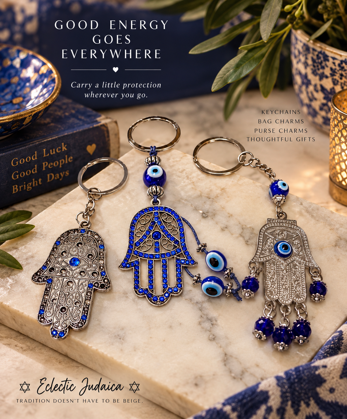 Israeli Hamsa Keychains — Choose Your Style