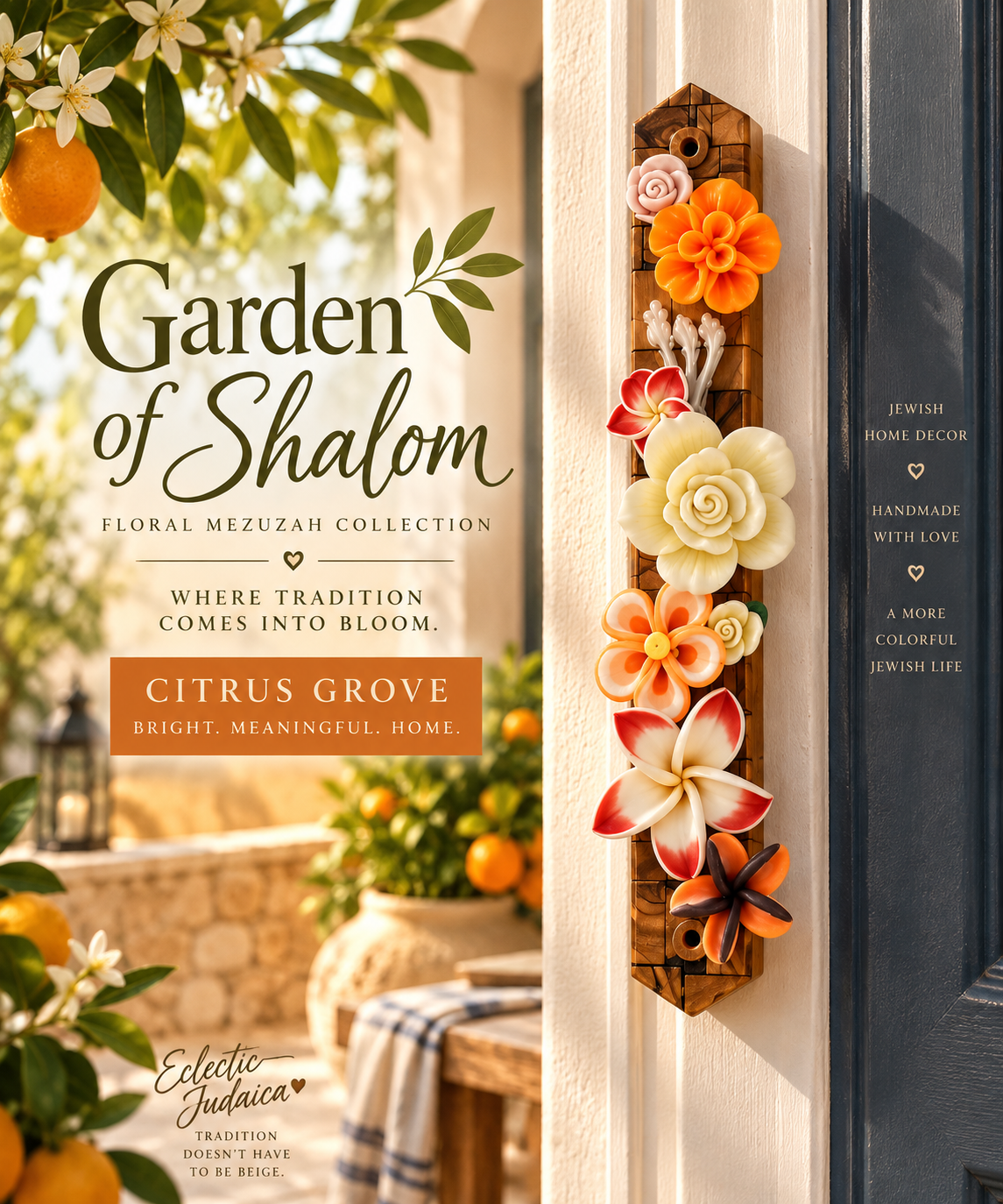 Garden of Shalom Floral Mezuzah Collection