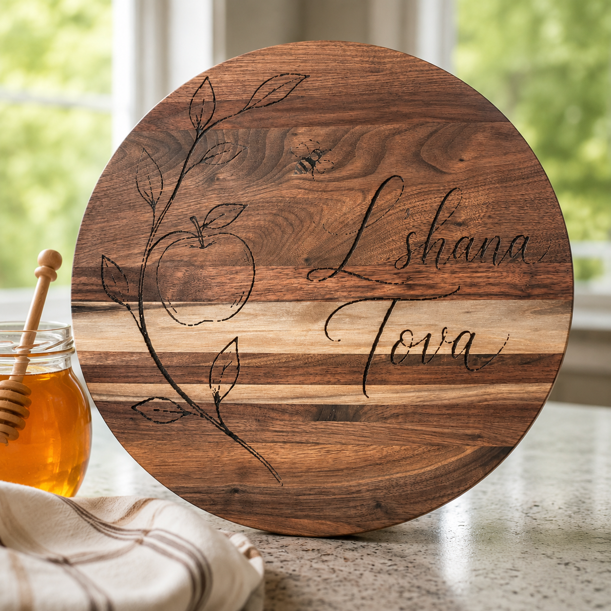 L’Shana Tova Oak Apple & Honey Board Set