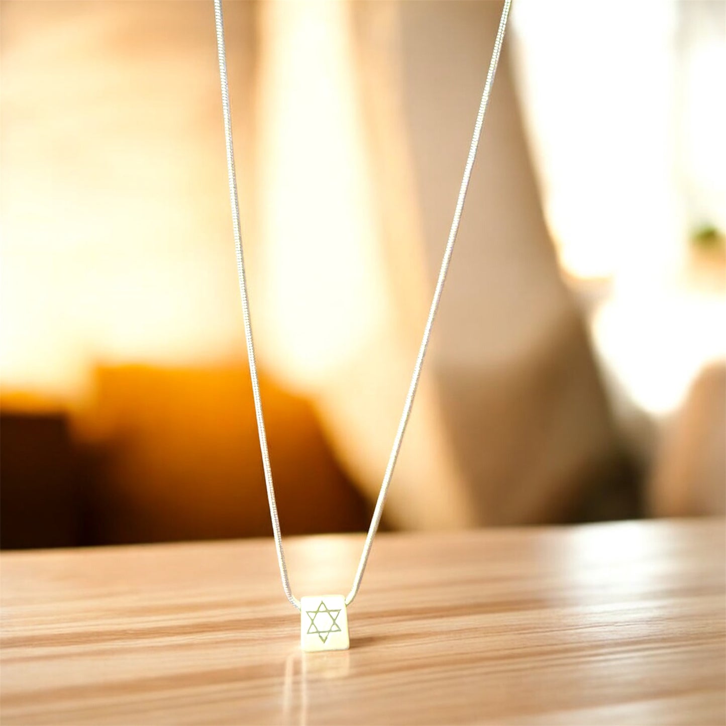 Vintage Sterling Silver Star of David Chai & Heart bead charm necklace