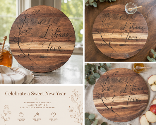 L’Shana Tova Oak Apple & Honey Board Set