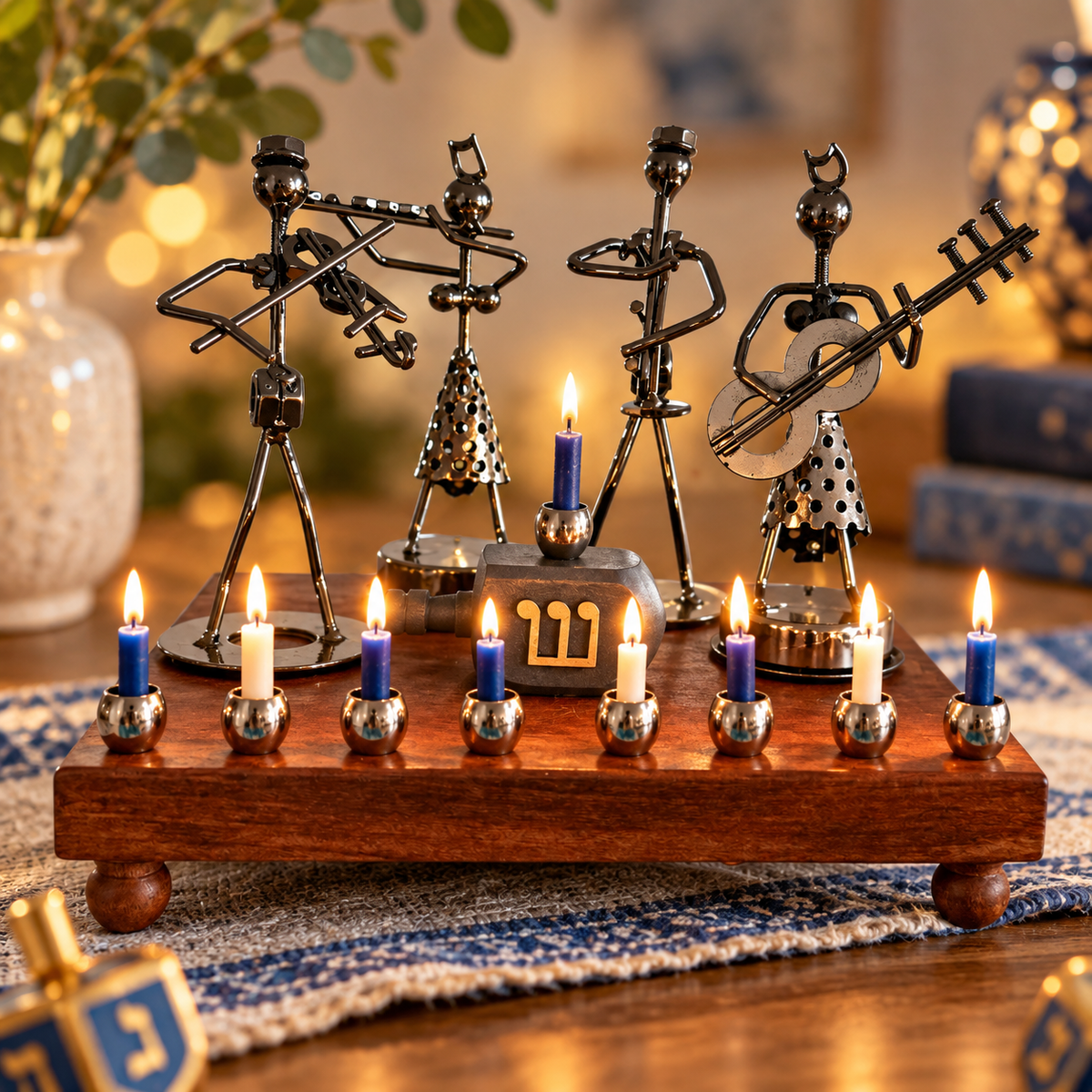 Hanukkah Quartet Menorah | One-of-a-Kind Iron Art Menorah