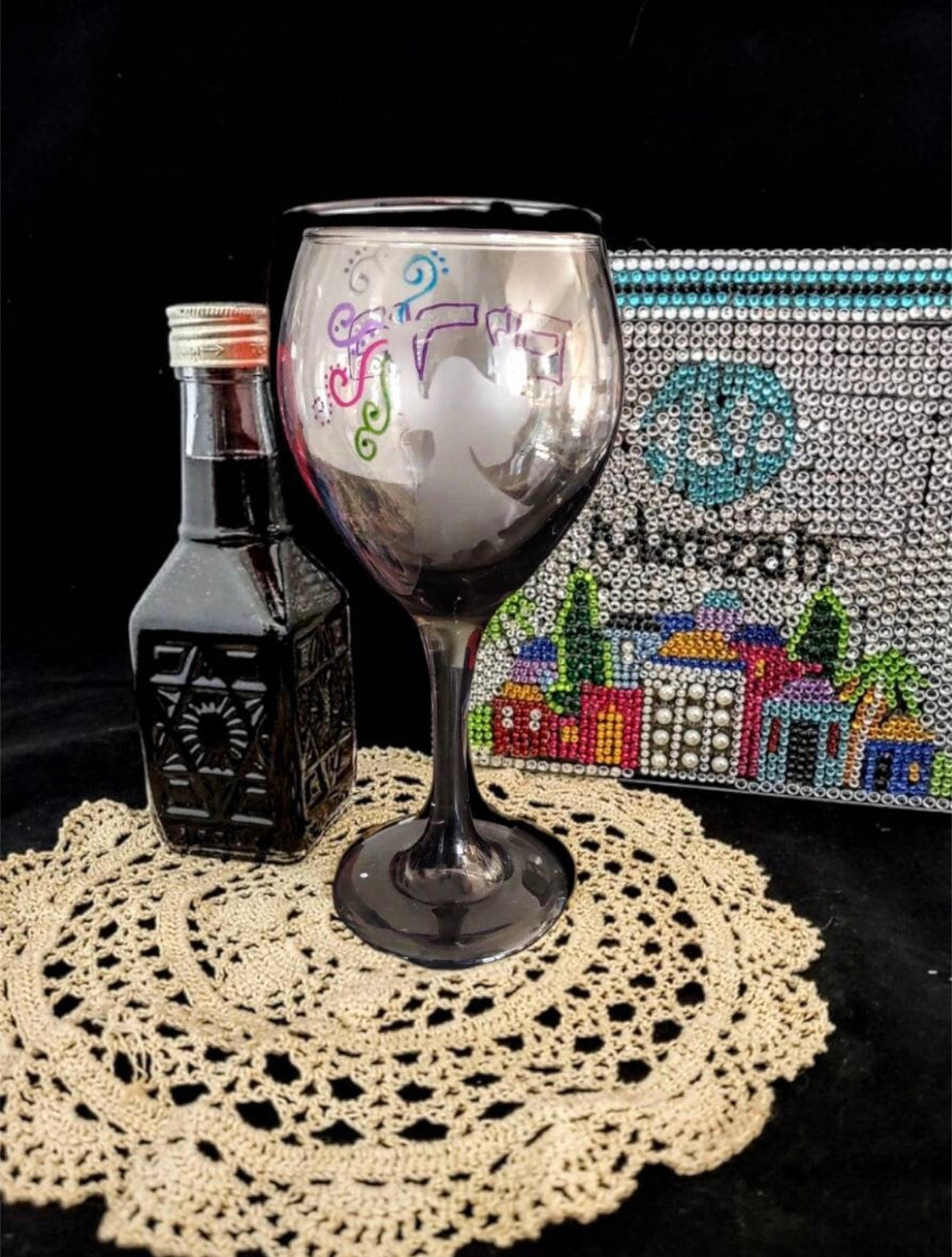 Handpainted Set of Miriam, Elijah & Kiddush Cups Passover Seder Glassware