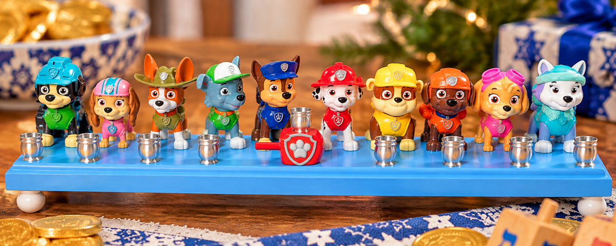 Paw Patrol Full Patrol Menorah – Large Handmade Hanukkah Menorah