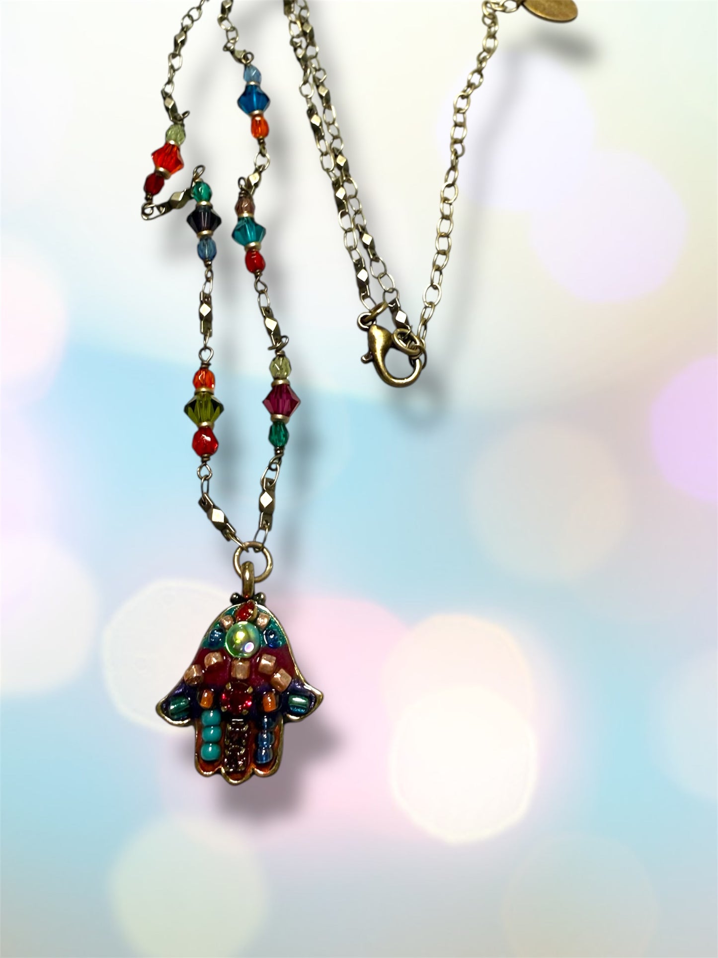 Multicolor Bright Hamsa Necklace