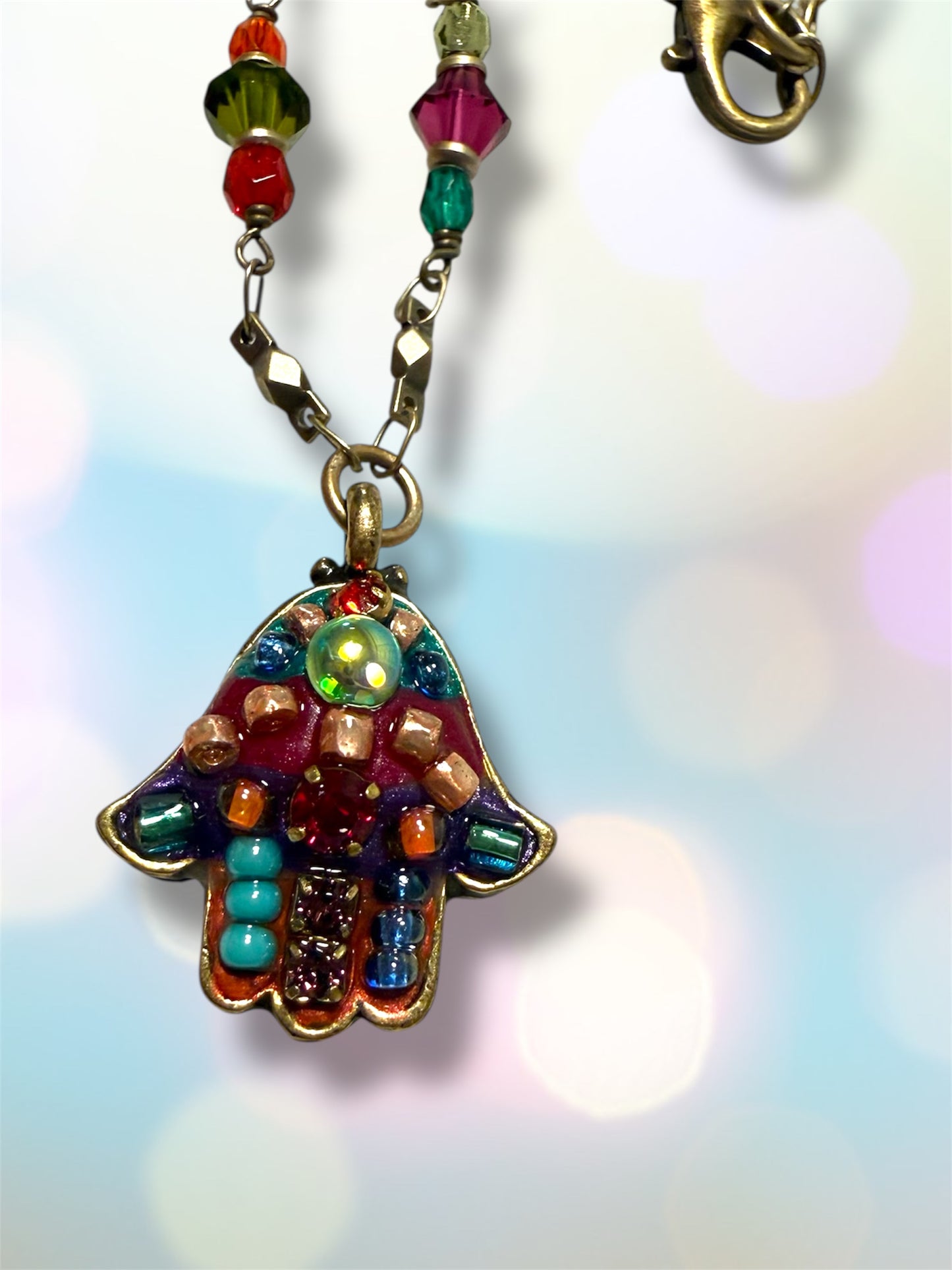 Multicolor Bright Hamsa Necklace