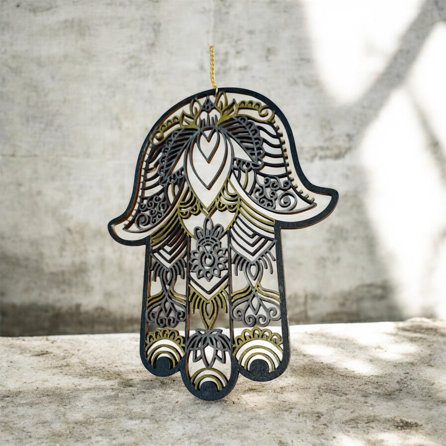 Hand-Painted Wood Hamsa