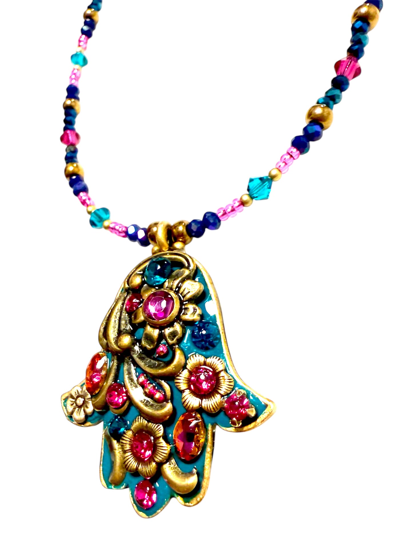 Teal Hamsa Necklace