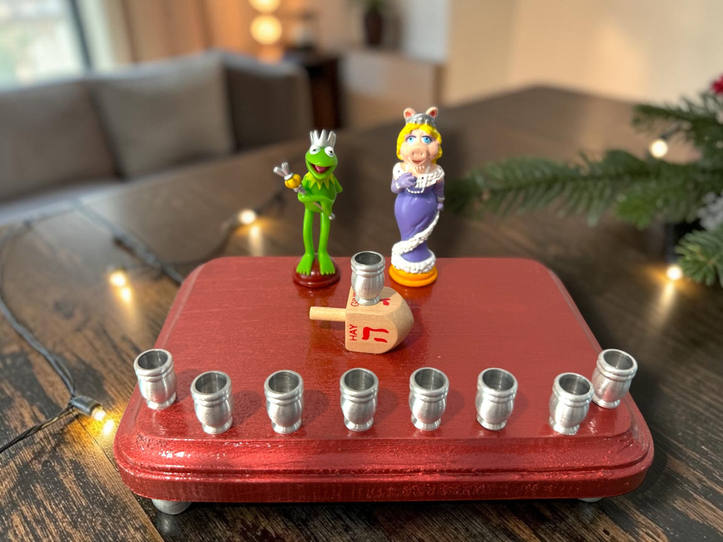 Collectors Kermit and Miss Piggy Muppets Hanukkah Menorah