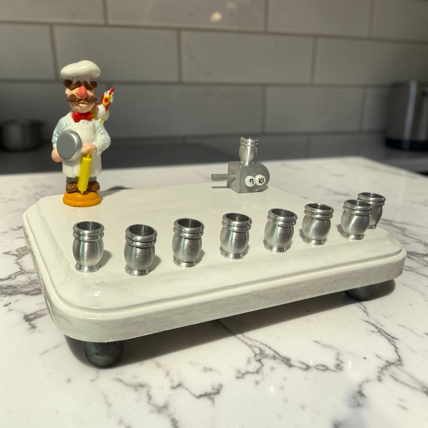Collectors Muppets Chef Vintage Repurposed Figures Menorah Hanukah Chanukah Judaica