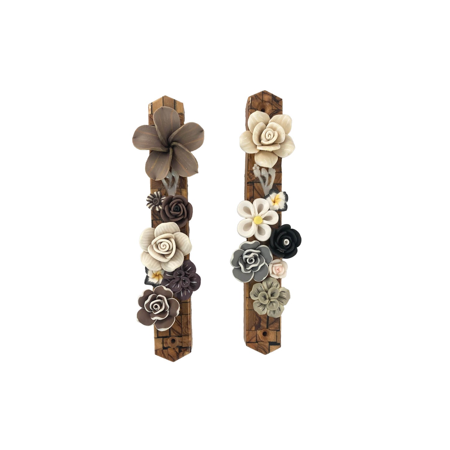 Olive Wood & Flowers Mezuzah Case