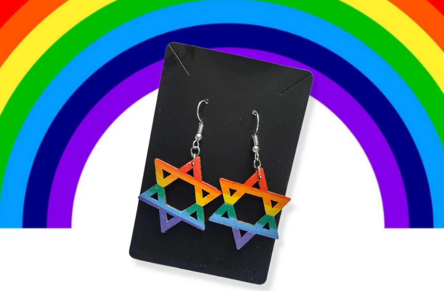 Rainbow Star Wooden Earrings