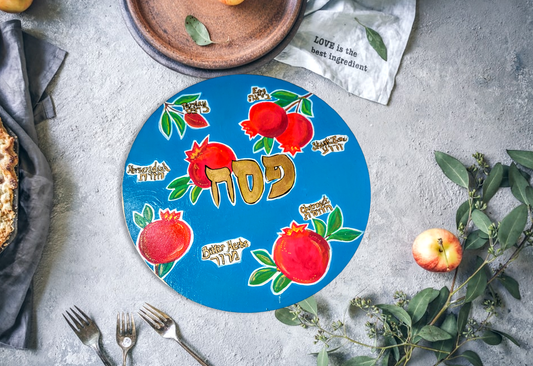 Hand Painted Pomegrante Seder Plate