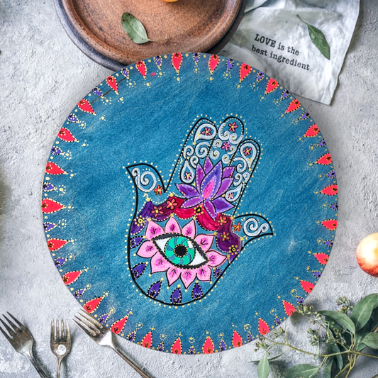 Hand Painted Hamsa Seder Plate