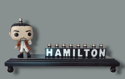 Collector Hamilton Menorah Candle Hanukkah Judaica Repurposed Jewish unique Broadway Lin-Manuel