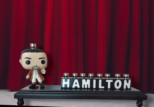 Collector Hamilton Menorah Candle Hanukkah Judaica Repurposed Jewish unique Broadway Lin-Manuel