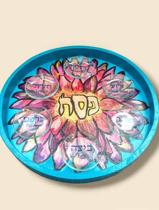 Hand Painted Spring Flower Seder Plate