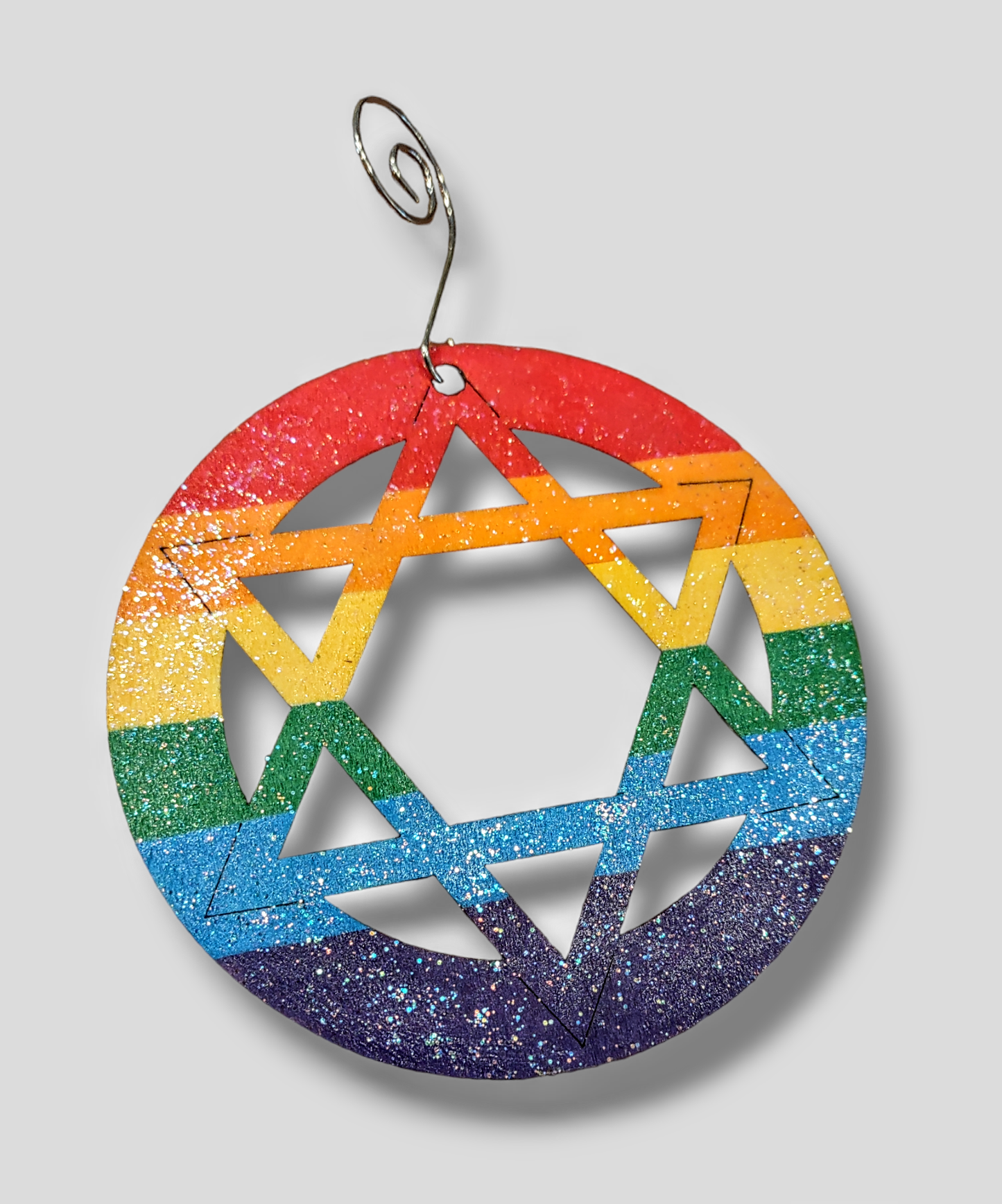 Wooden Rainbow Star Ornament