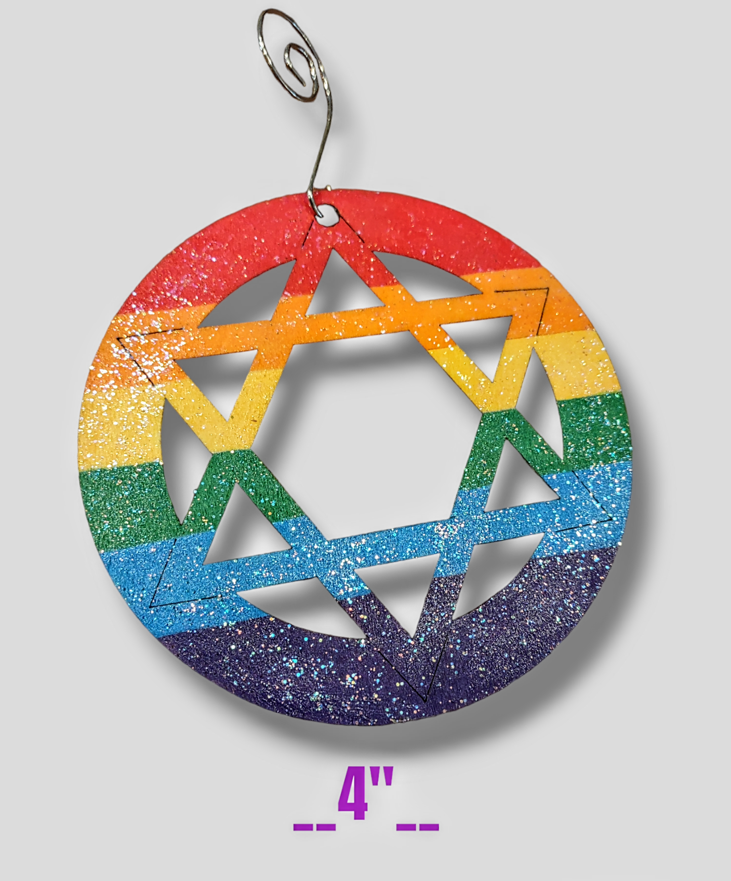 Wooden Rainbow Star Ornament