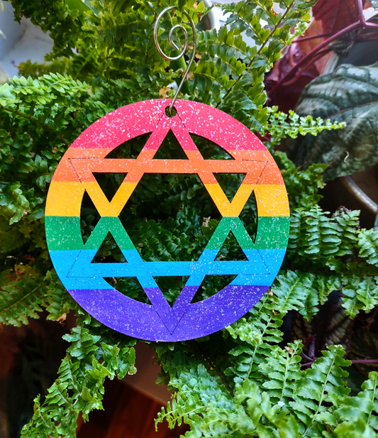 Wooden Rainbow Star Ornament