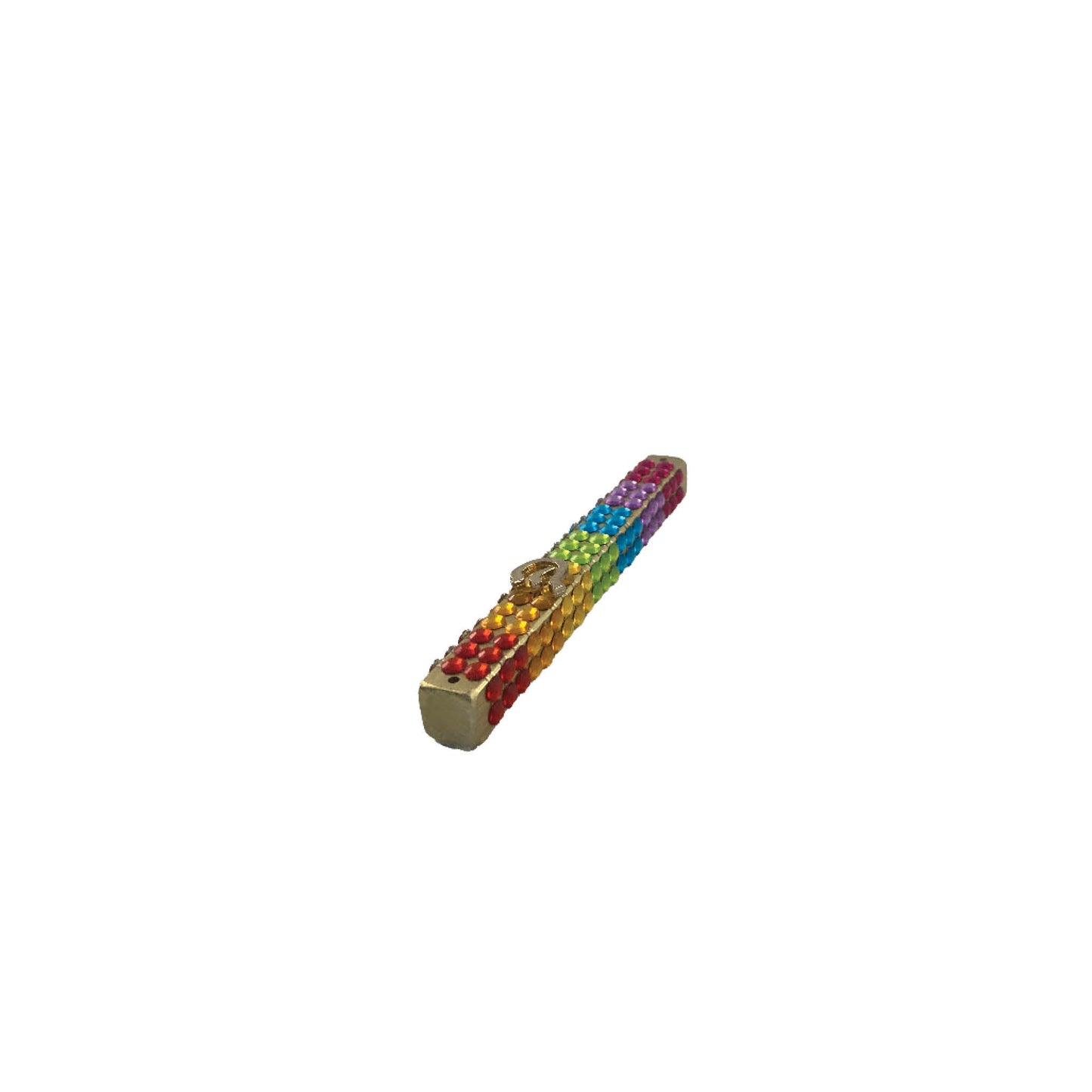 Rainbow Rhinestone Mezuzah Case