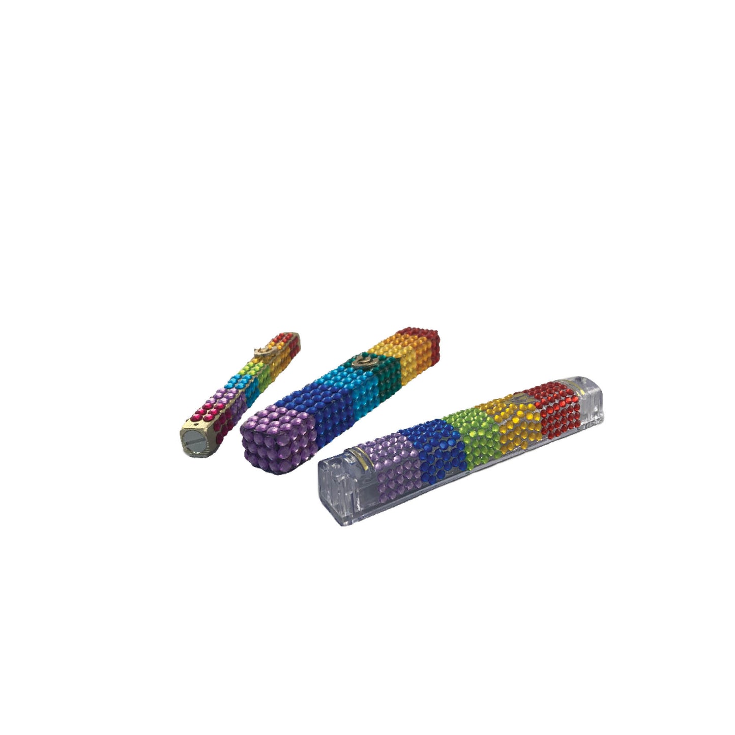 Rainbow Rhinestone Mezuzah Case