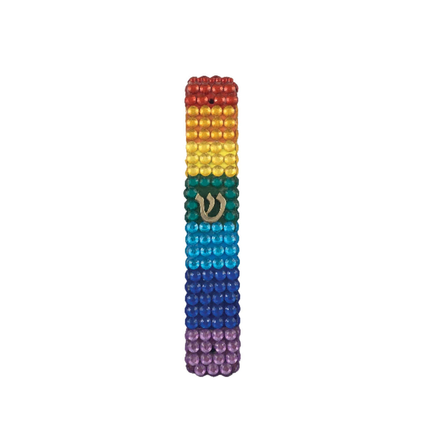 Rainbow Rhinestone Mezuzah Case