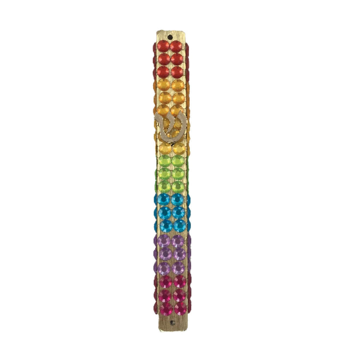 Rainbow Rhinestone Mezuzah Case