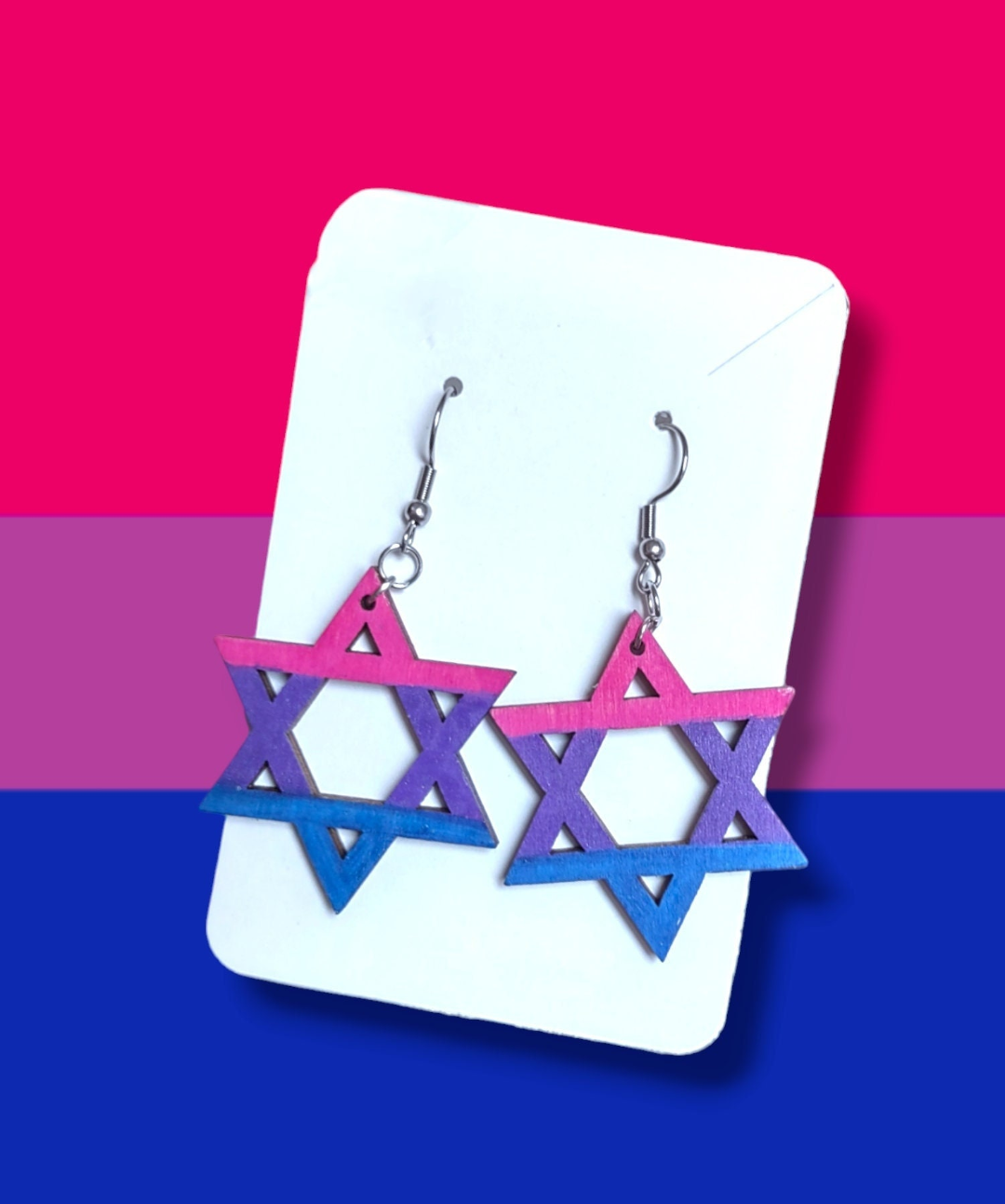 Bisexual Flag Wooden Earrings