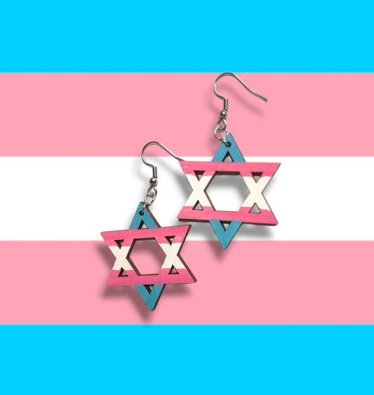 Trans Flag Star Earrings