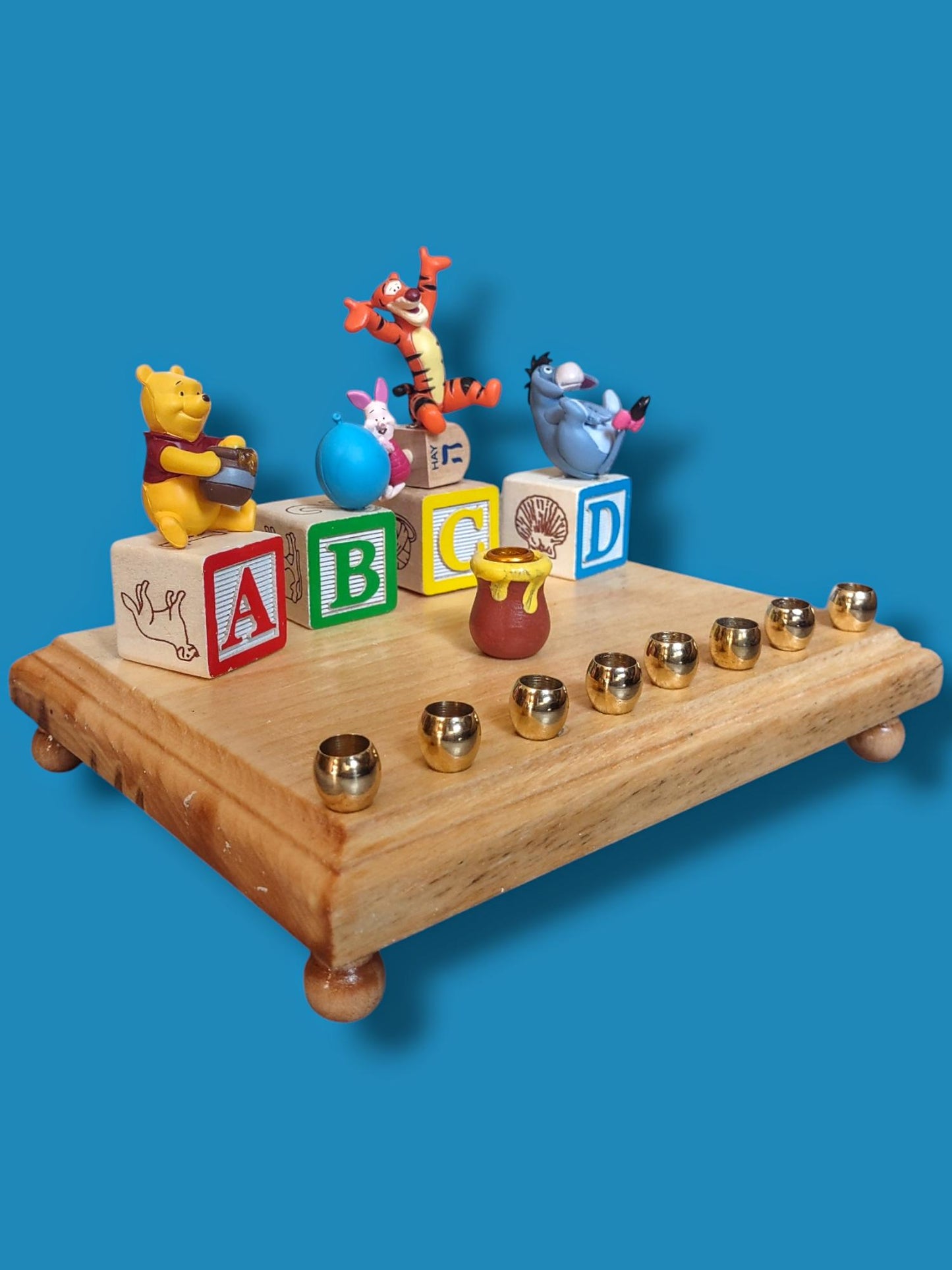 Winnie the Pooh Menorah Classic Disney Judaica Hanukkiah Repurposed tigger piglet eeyore kanga roo