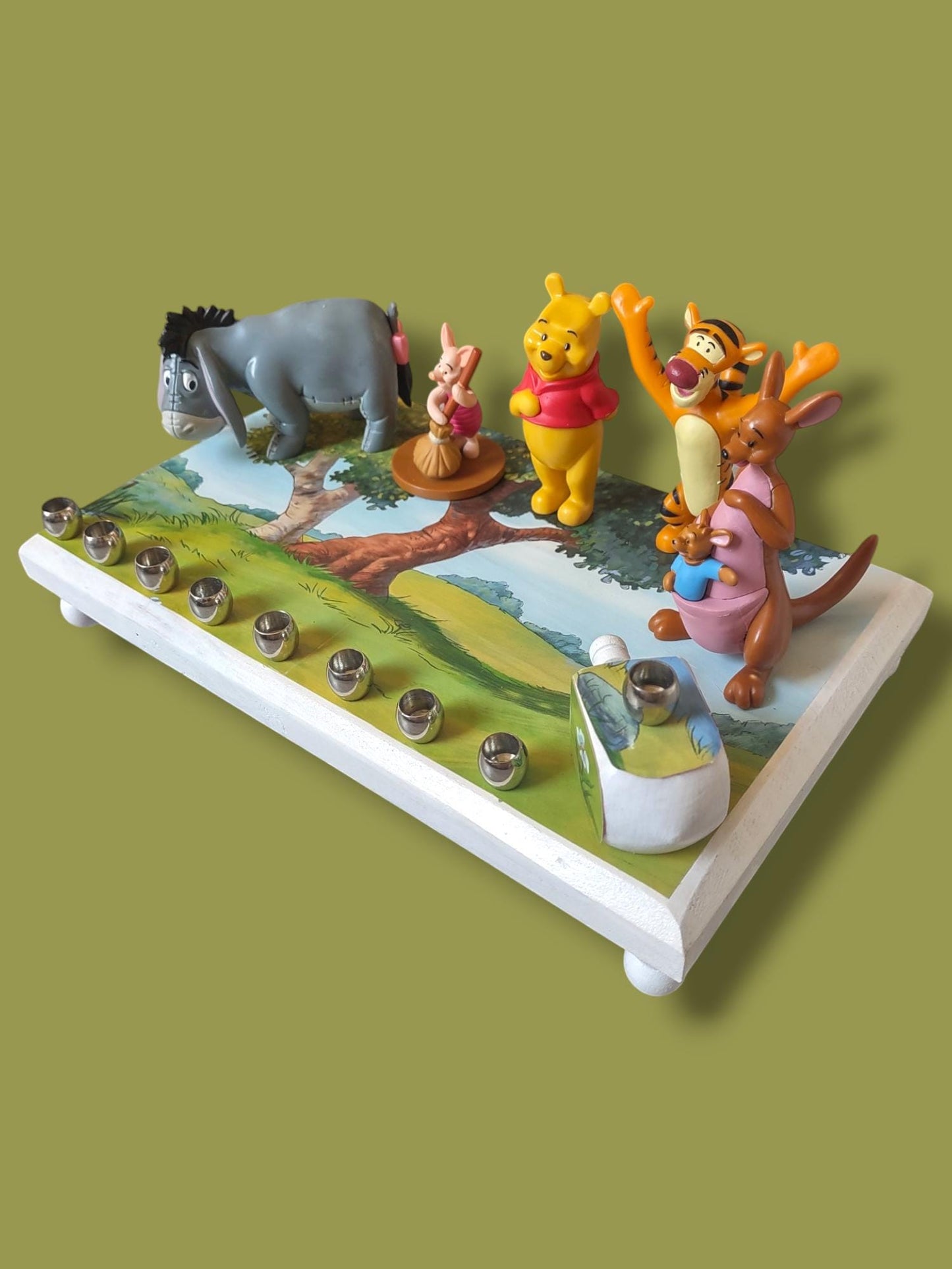 Winnie the Pooh Menorah Classic Disney Judaica Hanukkiah Repurposed tigger piglet eeyore kanga roo