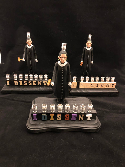 I Dissent Ruth Bader Ginsburg Hanukah Menorah Candle Holder Judaica RBG Jewish Gift