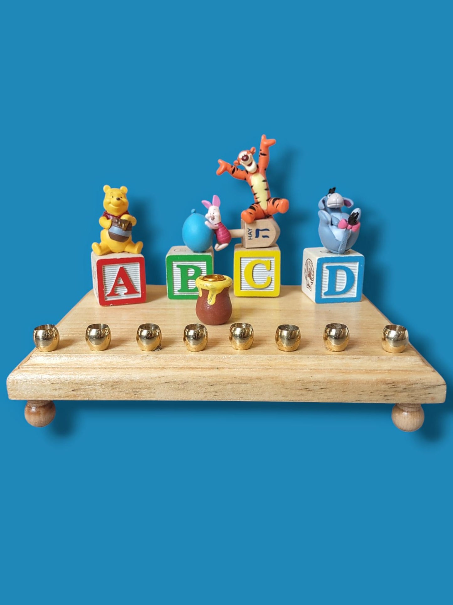 Winnie the Pooh Menorah Classic Disney Judaica Hanukkiah Repurposed tigger piglet eeyore kanga roo