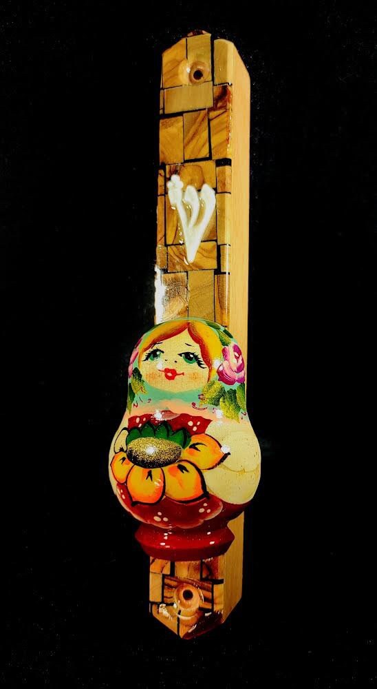 Matryoshka Mezuzah Case Russian Nesting Doll Judaica Flowers